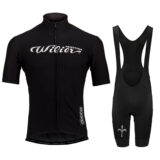 Short-Sleeved Bib Cycling Jersey in Style X showing moisture-wicking performance fabric and cycling fit.