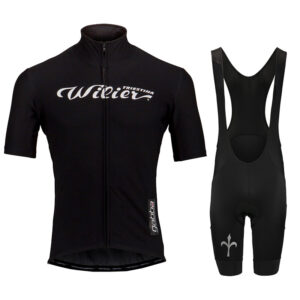 Short-Sleeved Bib Cycling Jersey in Style X showing moisture-wicking performance fabric and cycling fit.