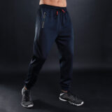 Grey men’s sports fitness trousers made of polyester