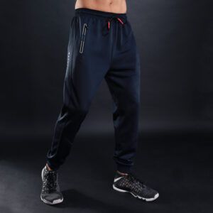 Grey men’s sports fitness trousers made of polyester